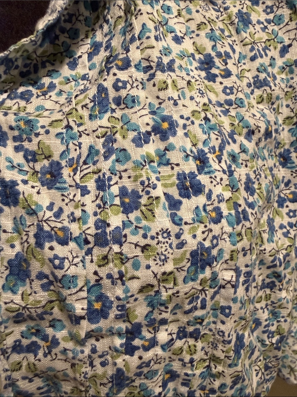 Karen Scott Floral Button-Front Blouse in Blue and White